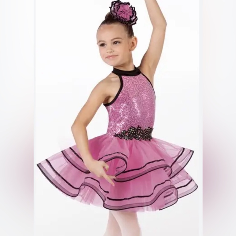 Weissman Girls Pink and Black Dance Costume - Small